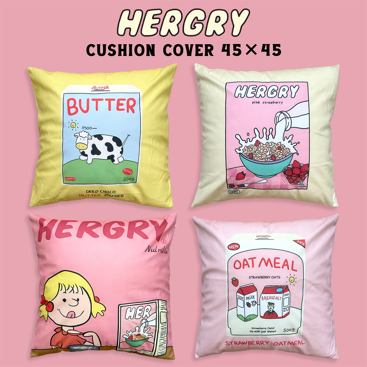 HERGRY ハルグリ クッションカバー 45×45cm 韓国 雑貨 ダイエット 食品