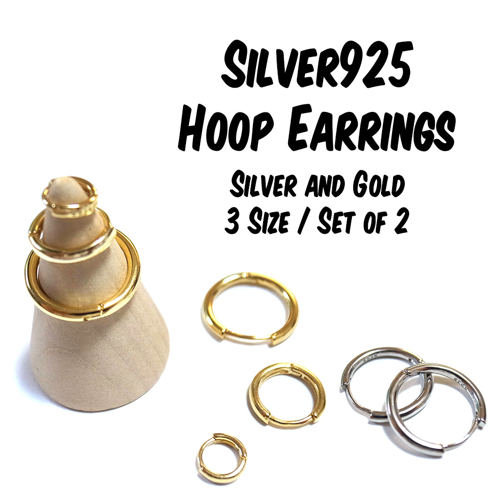 送料無料】Hoops ＆ Loops スターリングシルバー 2mm ダイヤモンド