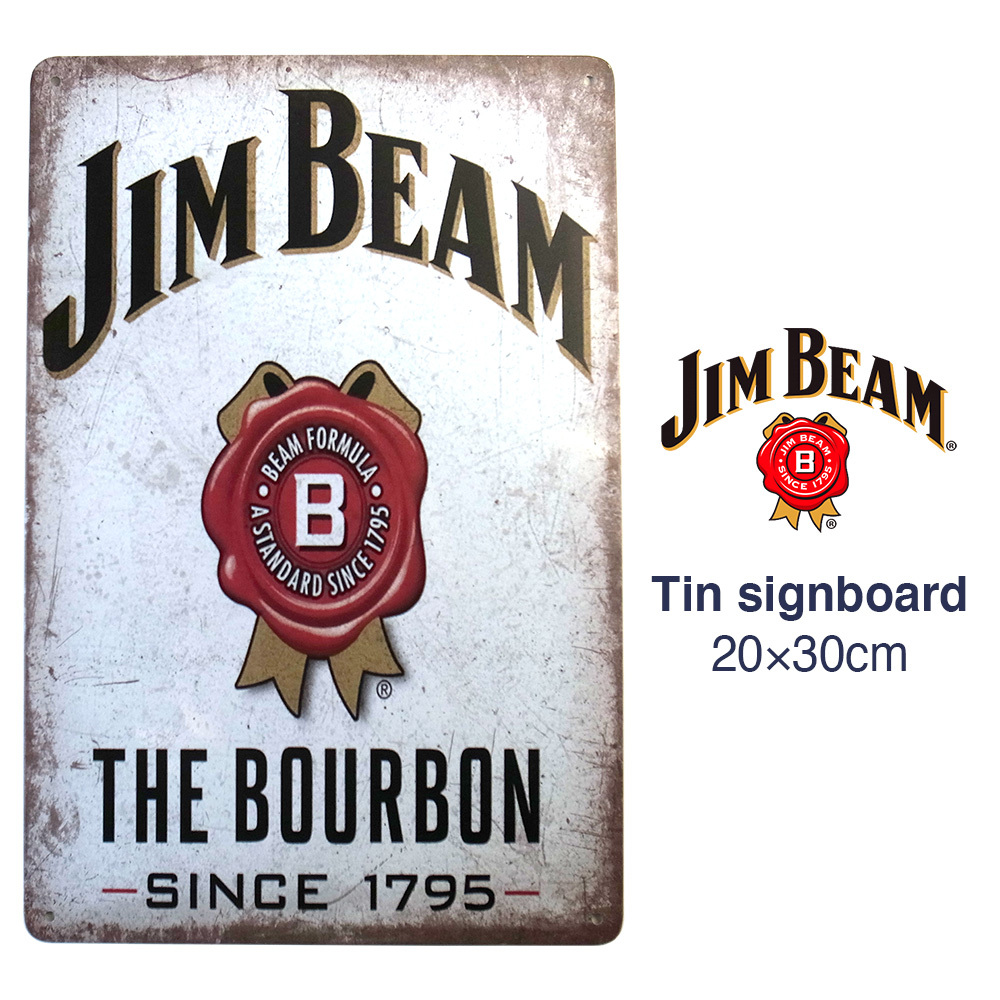 JIM BEAM ジムビーム ブリキ看板 20cm×30cm アメリカン雑貨 サインボード サインプレート バー バーボン ウィスキー ハイボール
