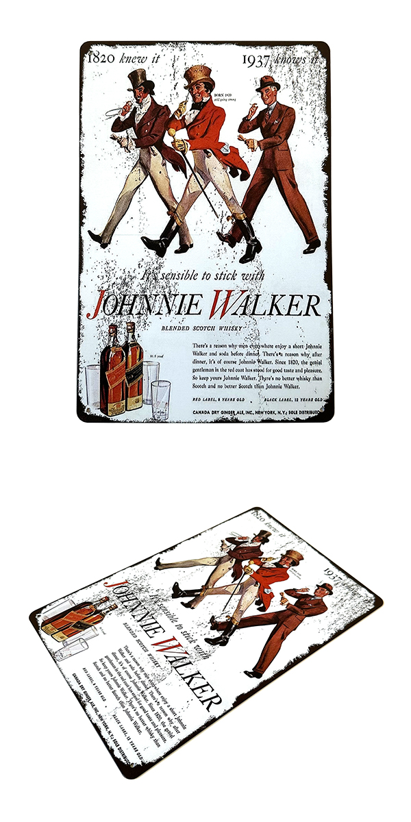 ジョニーウォーカー Johnnie Walker ブリキ看板 20cm×30cm お酒 スコッチ ウィスキー ウイスキー アメリカン雑貨 サインボード  サインプレート バー レストラン : johnnie-tin-01 : LUPO - 通販 - Yahoo!ショッピング