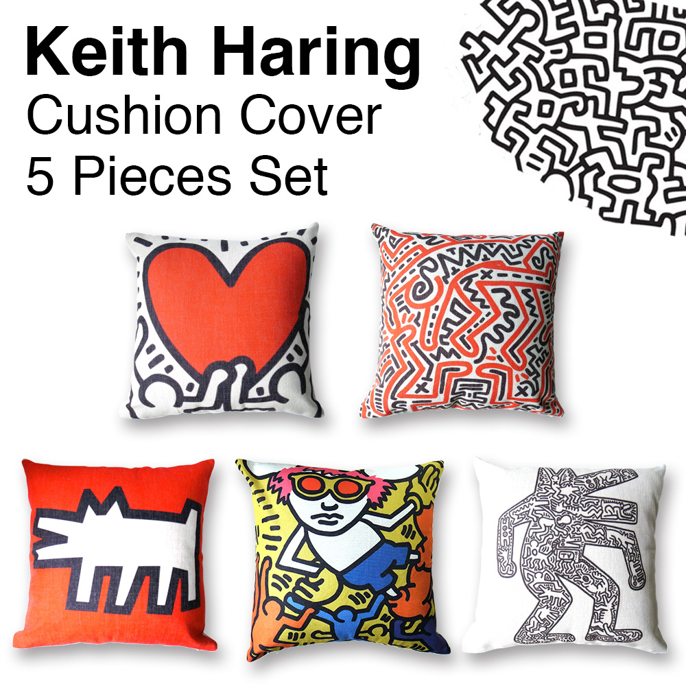 キースヘリング クッション カバー 45×45cm 5種セット Keith Haring