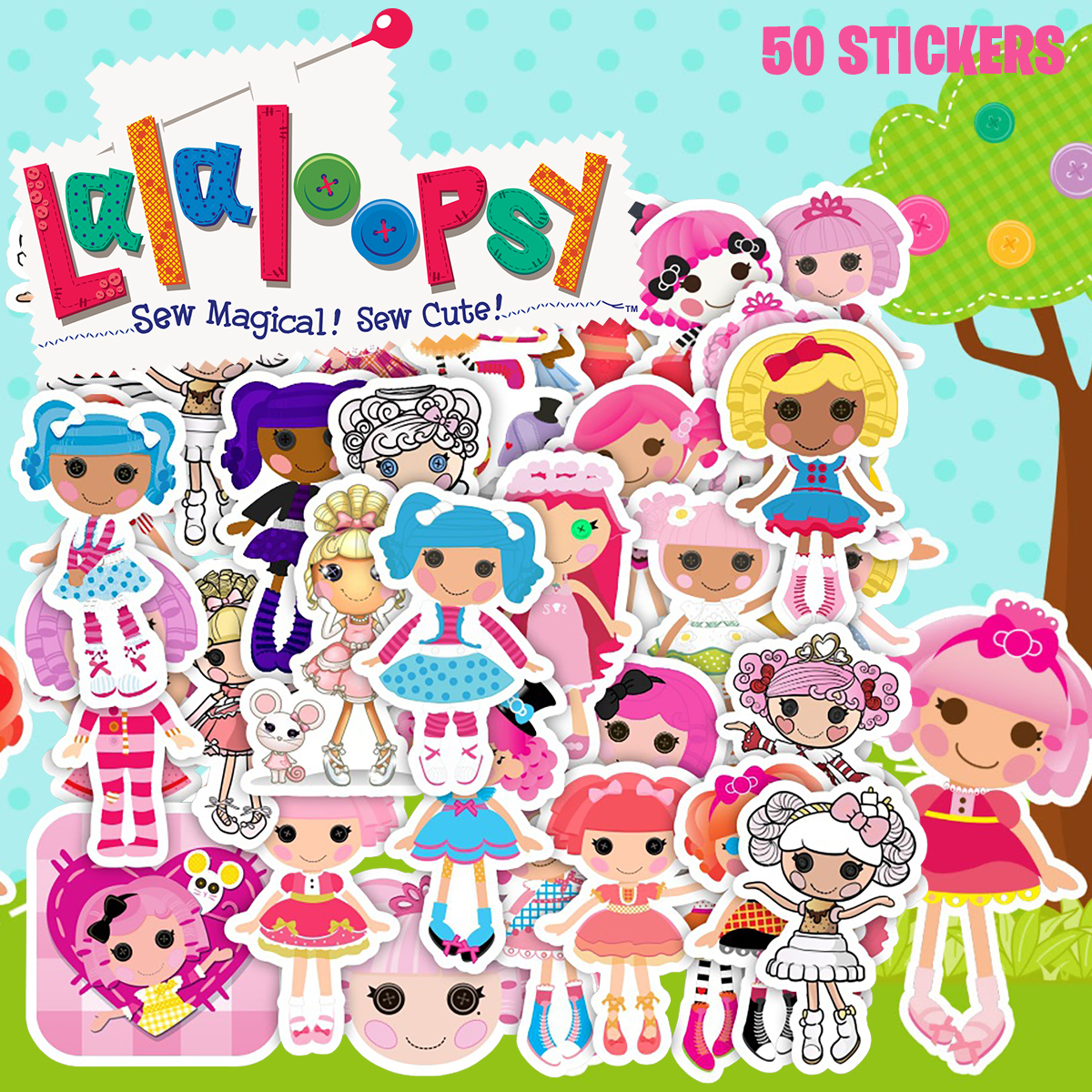 【未開封】ララループシー　Lalaloopsy　レア人形　大きい2体セット‼️ ララループシー Lalaloopsy ステッカー 50枚セット PVC 防水 シール