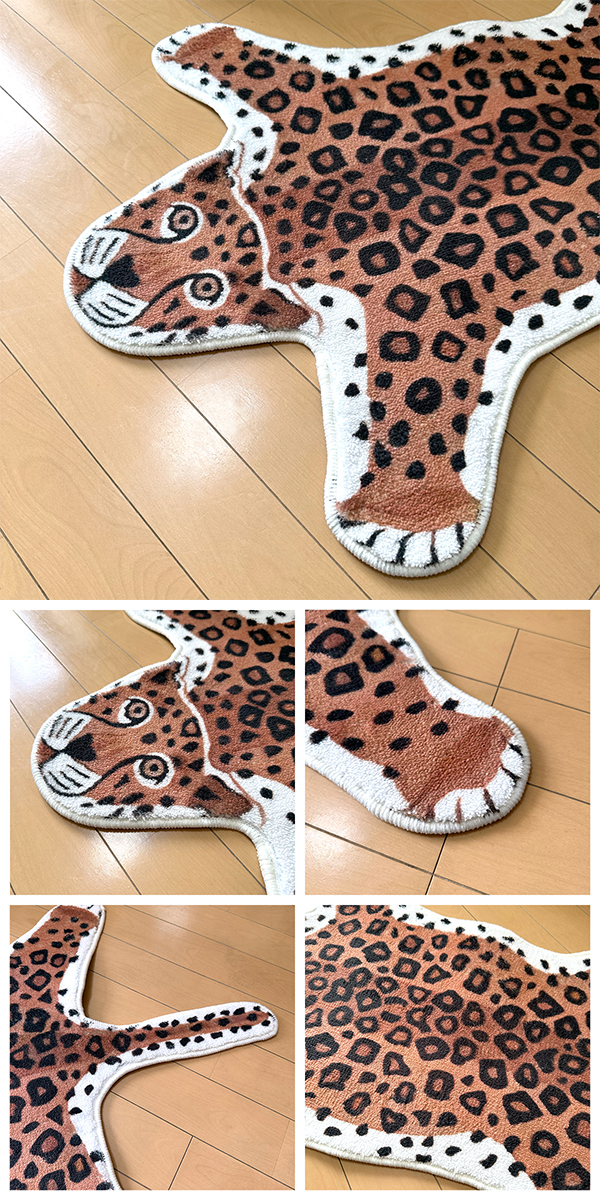 レオパード ラグマット 99×59cm ラグ 豹柄 ヒョウ柄 チベタンタイガー