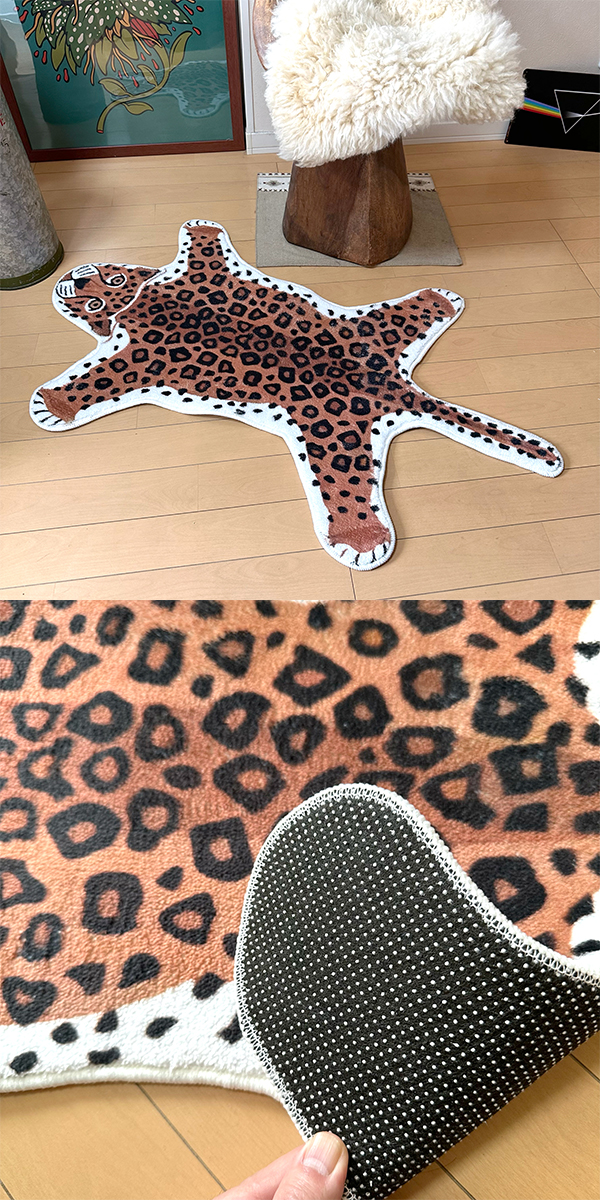 レオパード ラグマット 99×59cm ラグ 豹柄 ヒョウ柄 チベタンタイガー