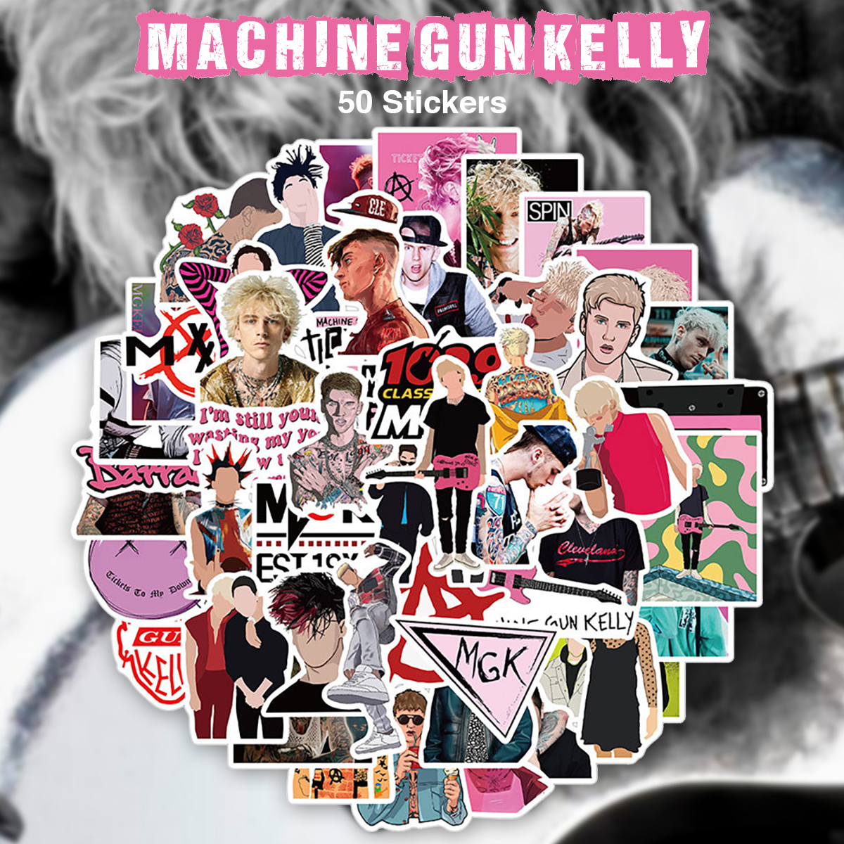 Machine Gun Kelly ステッカー 50枚セット PVC 防水 マシンガンケリー ラッパー ラップ HIP HOP ヒップホップ  エモラップ ポップ パンク PUNK ロック ROCK : machine-st50-01 : LUPO - 通販 - Yahoo!ショッピング