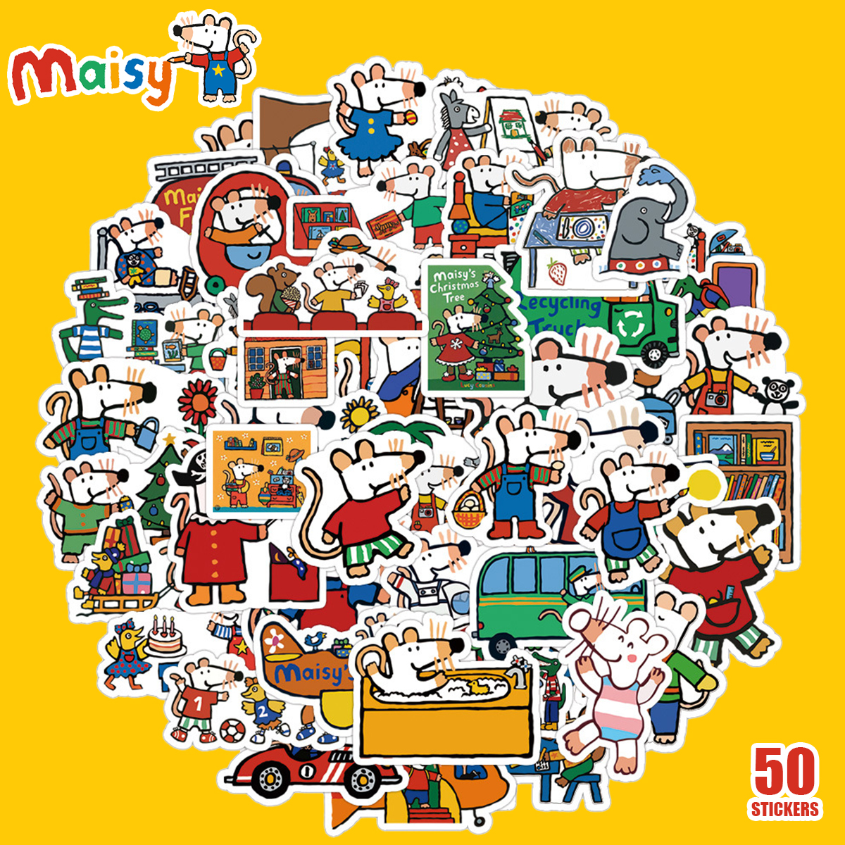 メイシーマウス ステッカー 50枚セット PVC 防水 シール 大量 Maisy