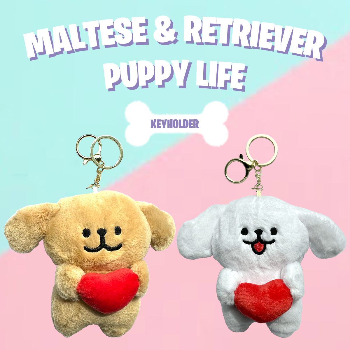 特価ブランド マルチーズとレトリーバー ぬいぐるみ キーホルダー Maltede ぬいぐるみ人形