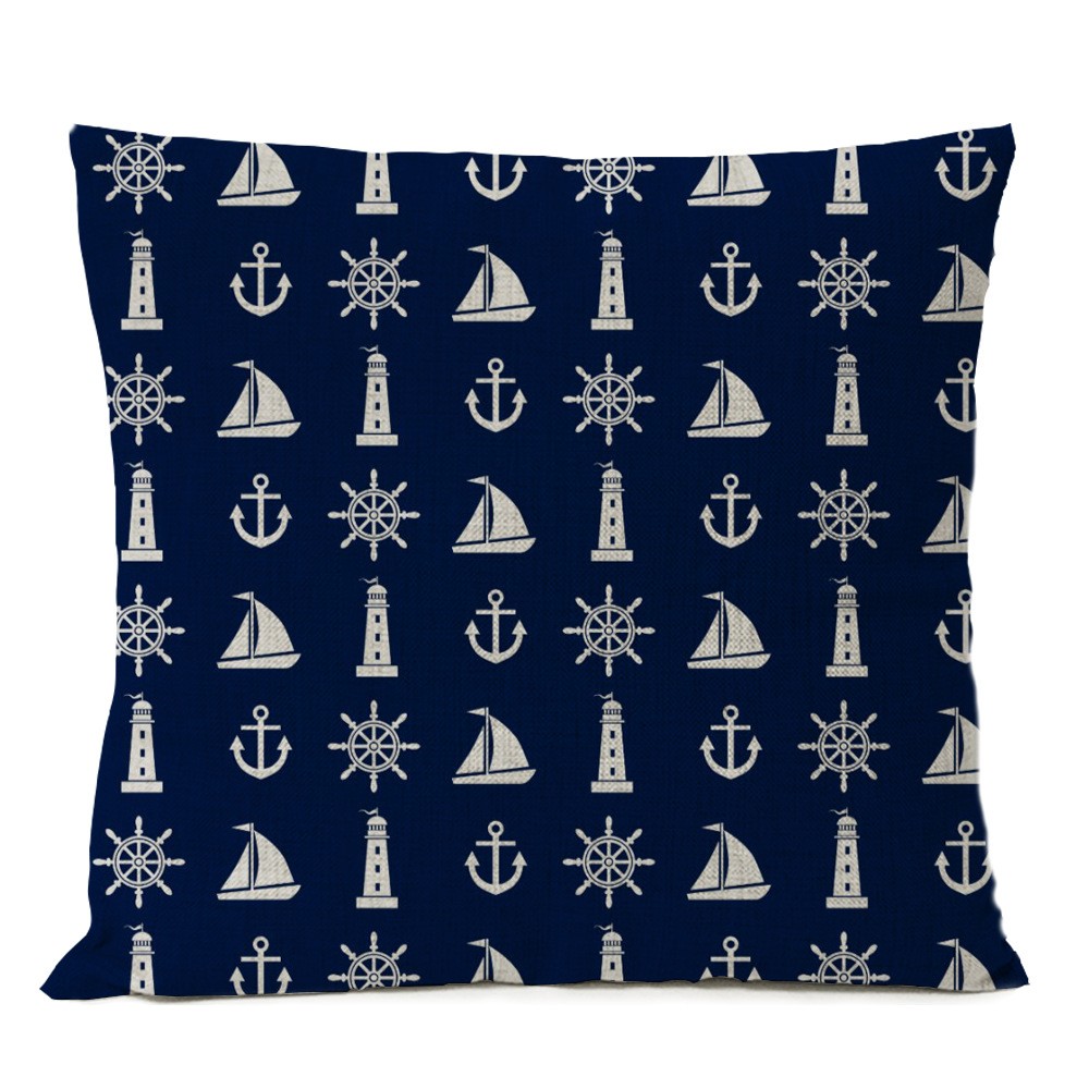 マリン柄 クッションカバー 45×45cm 全9種 コースタル マリーン NAVY