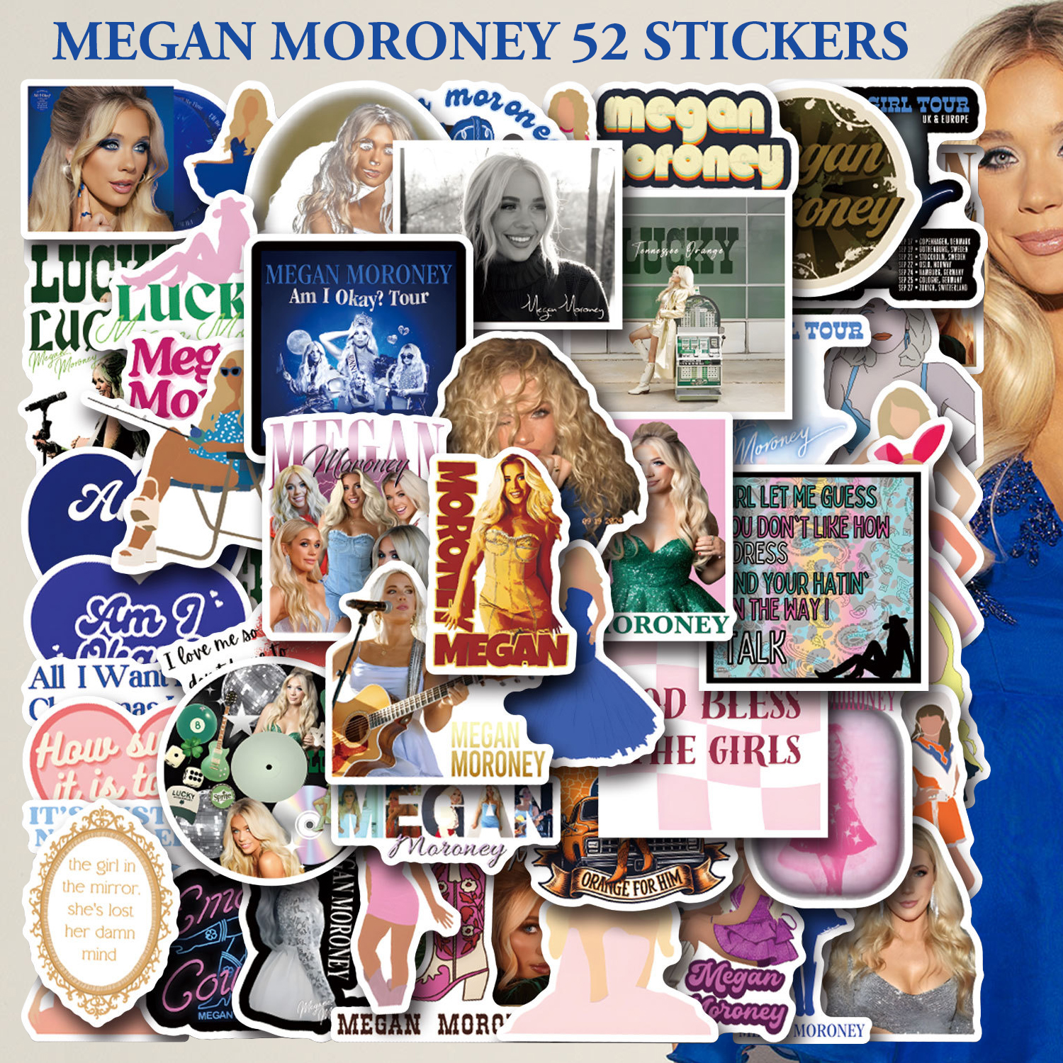 Megan Moroney ステッカー 52枚セット PVC 防水 シール ミーガン