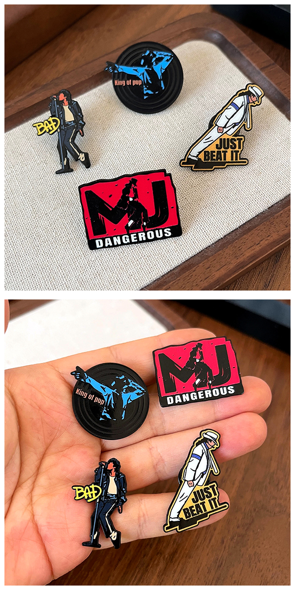 マイケル・ジャクソン ピンバッチ 4個セット Michael Jackson MJ