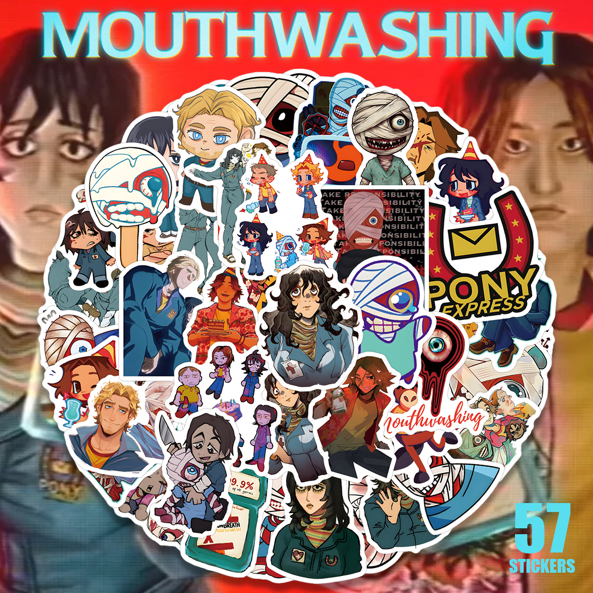Mouthwashing マウスウォッシング ステッカー 55枚セット PVC 防水
