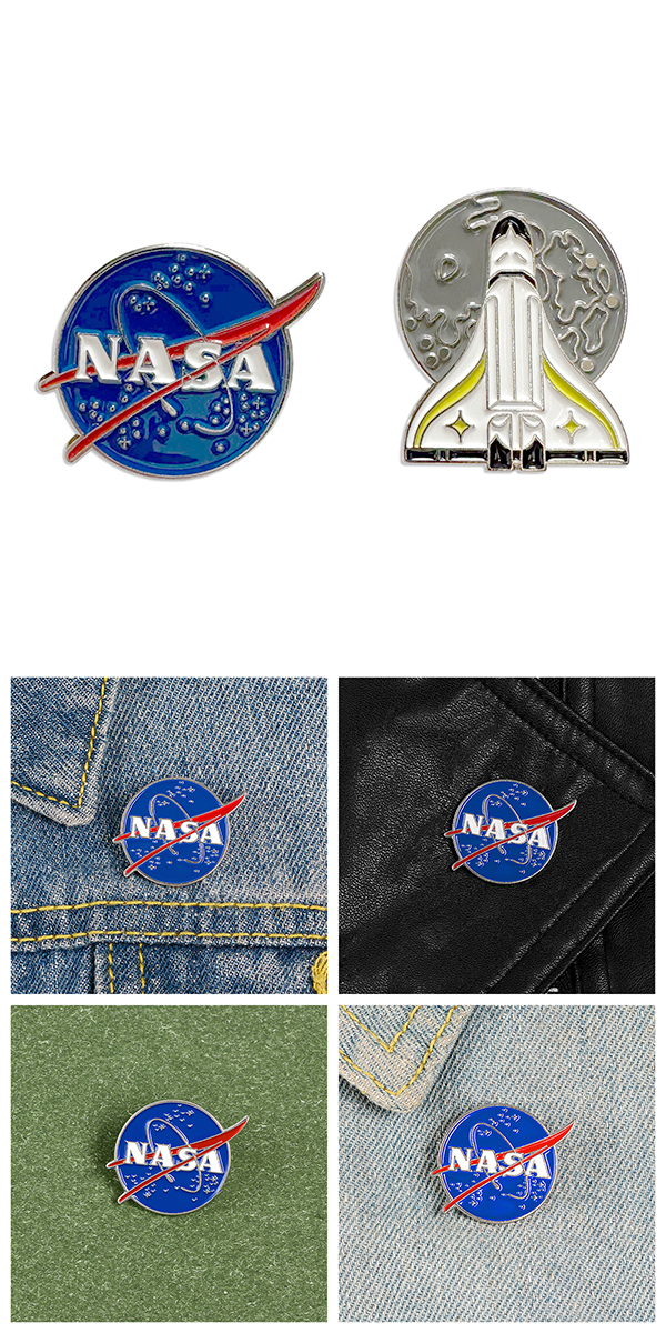 NASA スペースシャトル ピンバッチ 2個セット ピンズ UFO ロケット