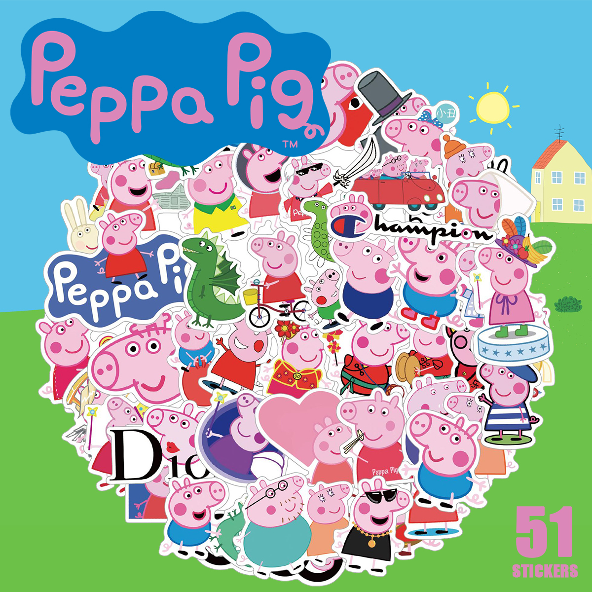 ペッパピッグ ステッカー 51枚セット PVC 防水 シール 大量 Peppa Pig 