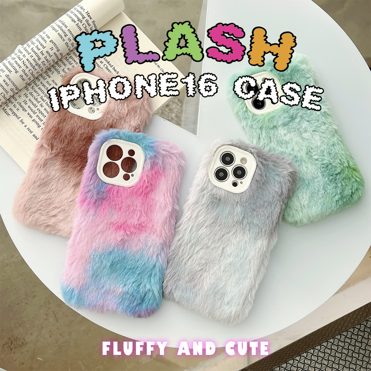 SALE ふわふわ ファー iPhone16 ケース TPU ぬいぐるみ ラビットファー
