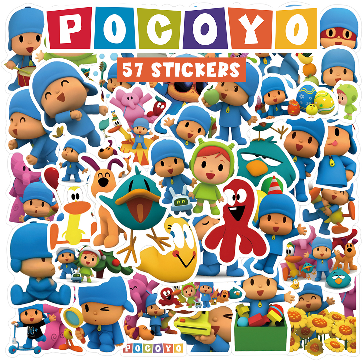 Pocoyo ポコヨ ステッカー 57枚セット PVC 防水 シール ぽこよ 大量 3D