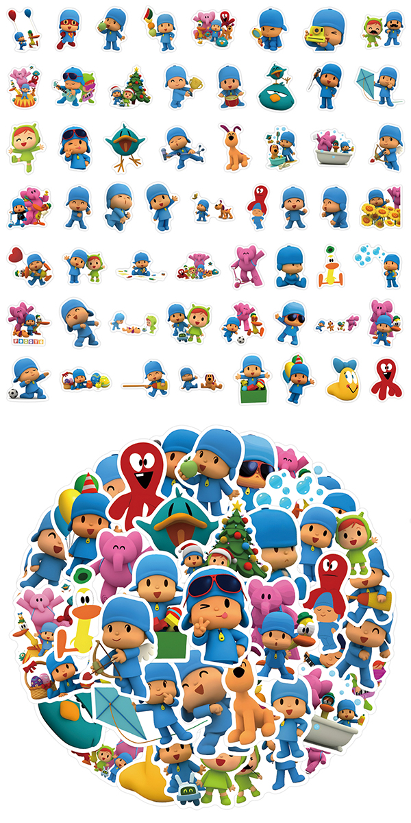 Pocoyo ポコヨ ステッカー 57枚セット PVC 防水 シール ぽこよ 大量 3D