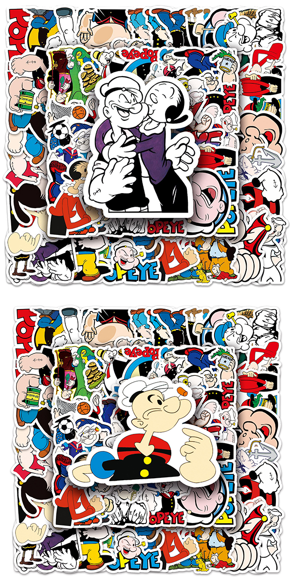 ポパイ ステッカー 50枚セット PVC 防水 シール POPEYE 水兵 船乗り