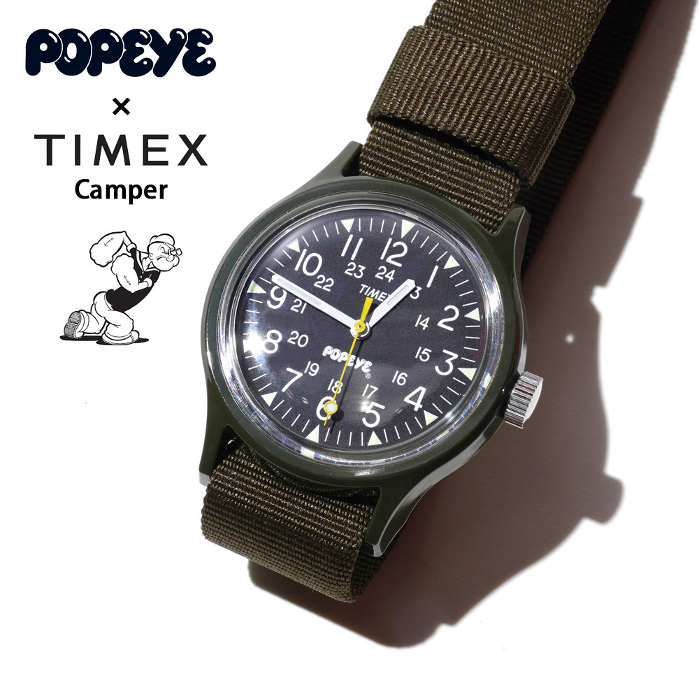 POPEYE × TIMEX 腕時計 キャンパー ブラック/カーキ ポパイ タイメックス ミリタリー ベトナム戦争