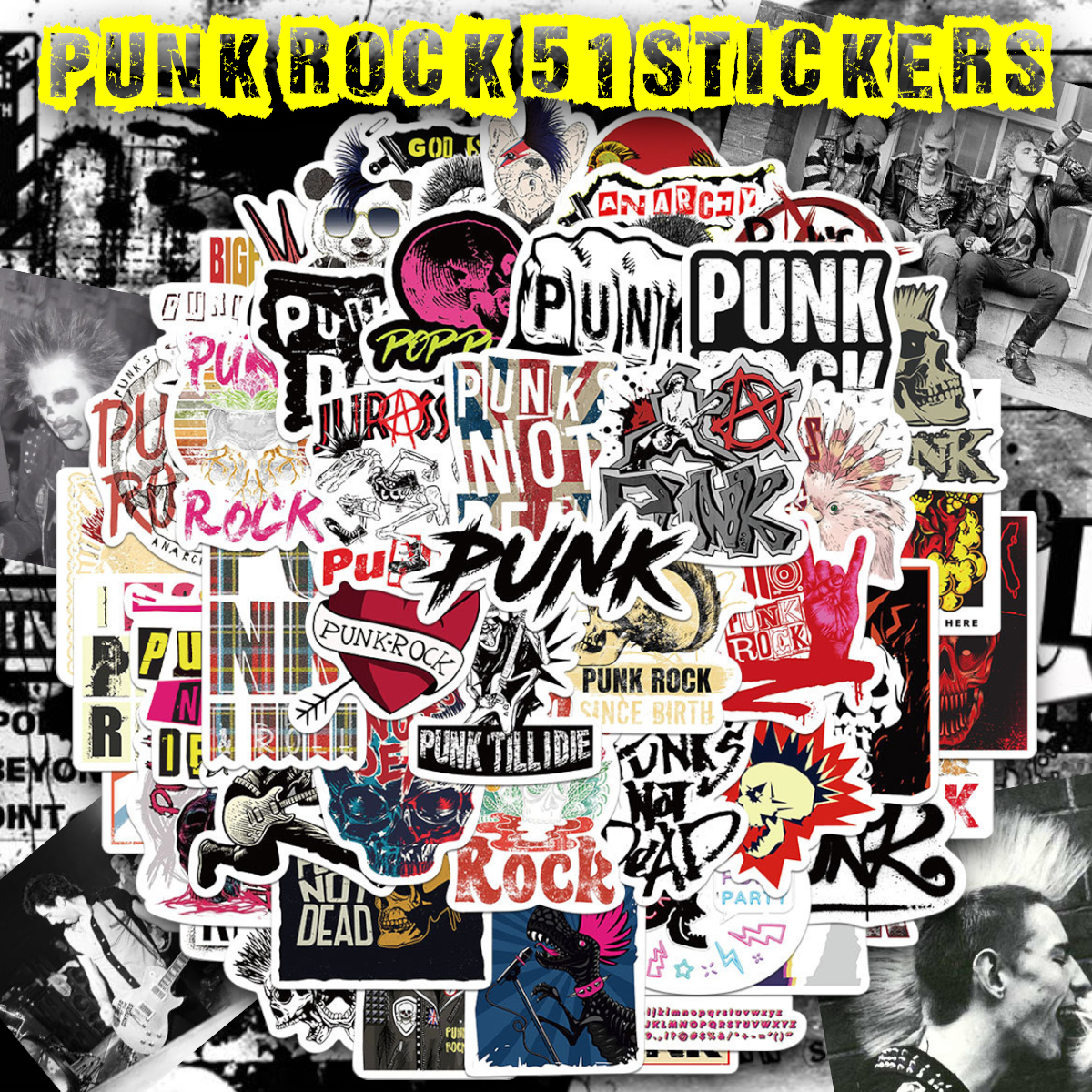 ロックンロール ステッカー 50枚セット PVC 防水 シール ROCK PUNK