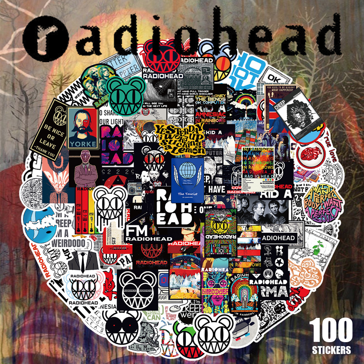 Radiohead レディオヘッド ステッカー 100枚セット PVC 防水 シール