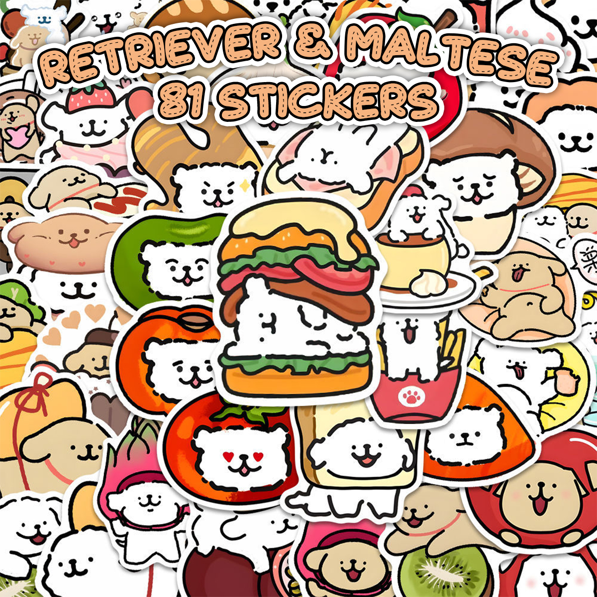 レトリバーとマルチーズ ステッカー1