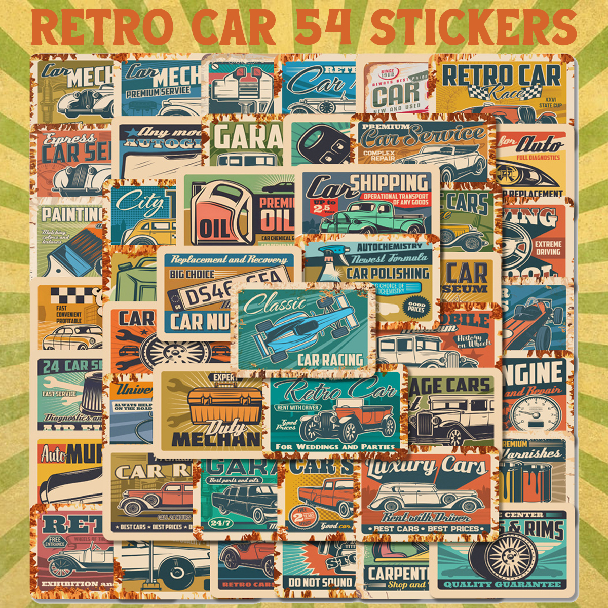  レトロカー ステッカー1