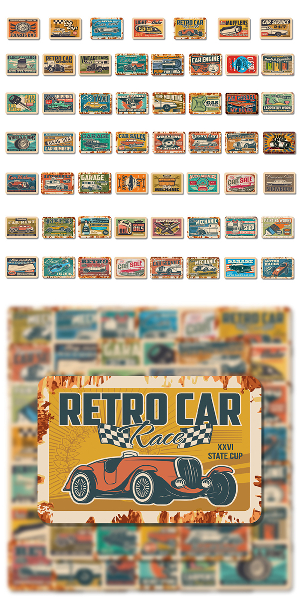  レトロカー ステッカー2