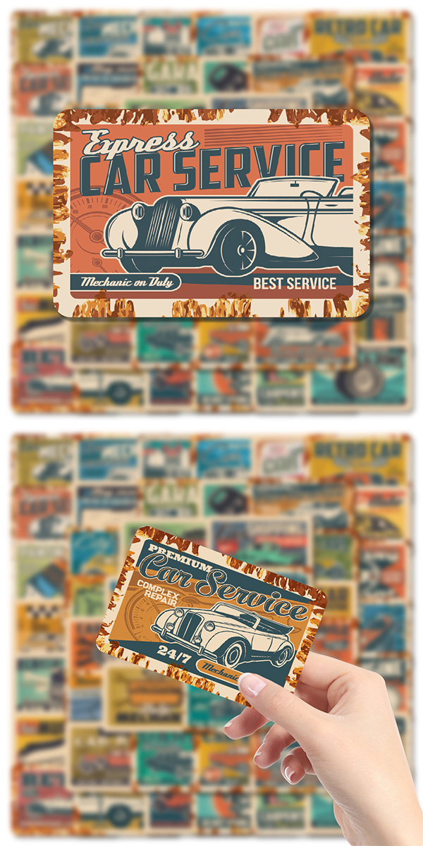  レトロカー ステッカー3