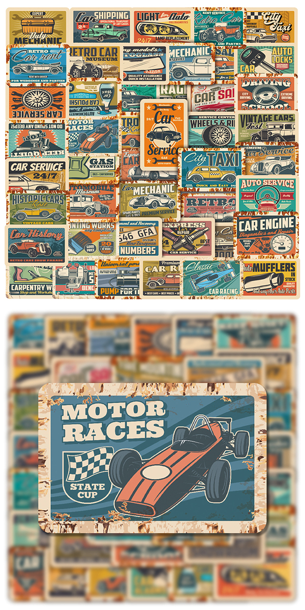  レトロカー ステッカー4