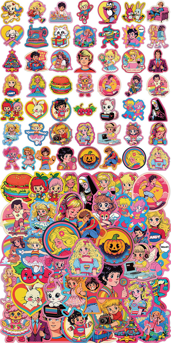  レトロ ポップイラスト ステッカー2