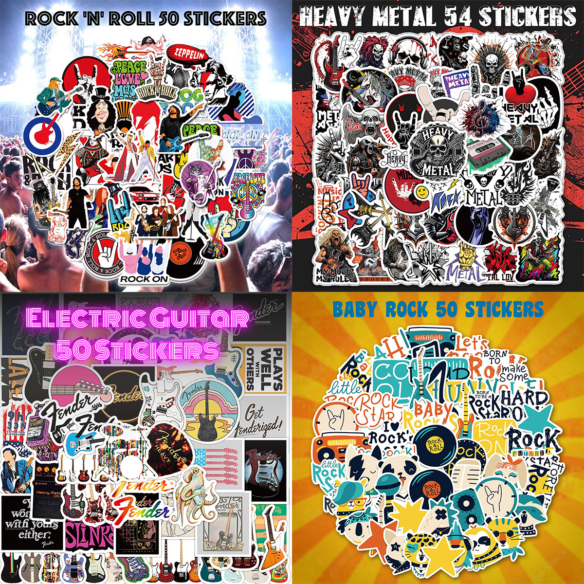ロックンロール ステッカー 50枚セット PVC 防水 シール ROCK ヘヴィ