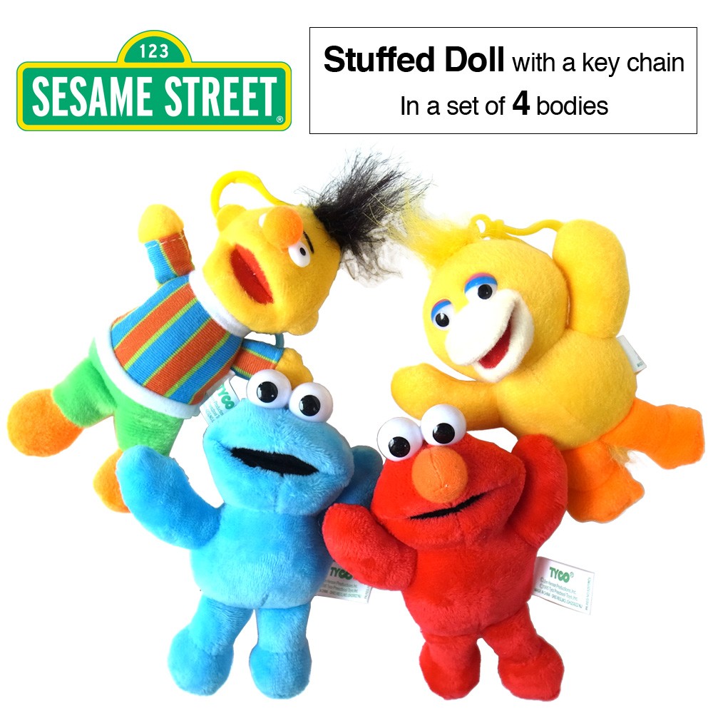 セサミストリート人形 4体セット ホルダー付き キャラクター Sesame Street エルモ クッキーモンスター ぬいぐるみ ストラップ  :doll-01:LUPO 通販 