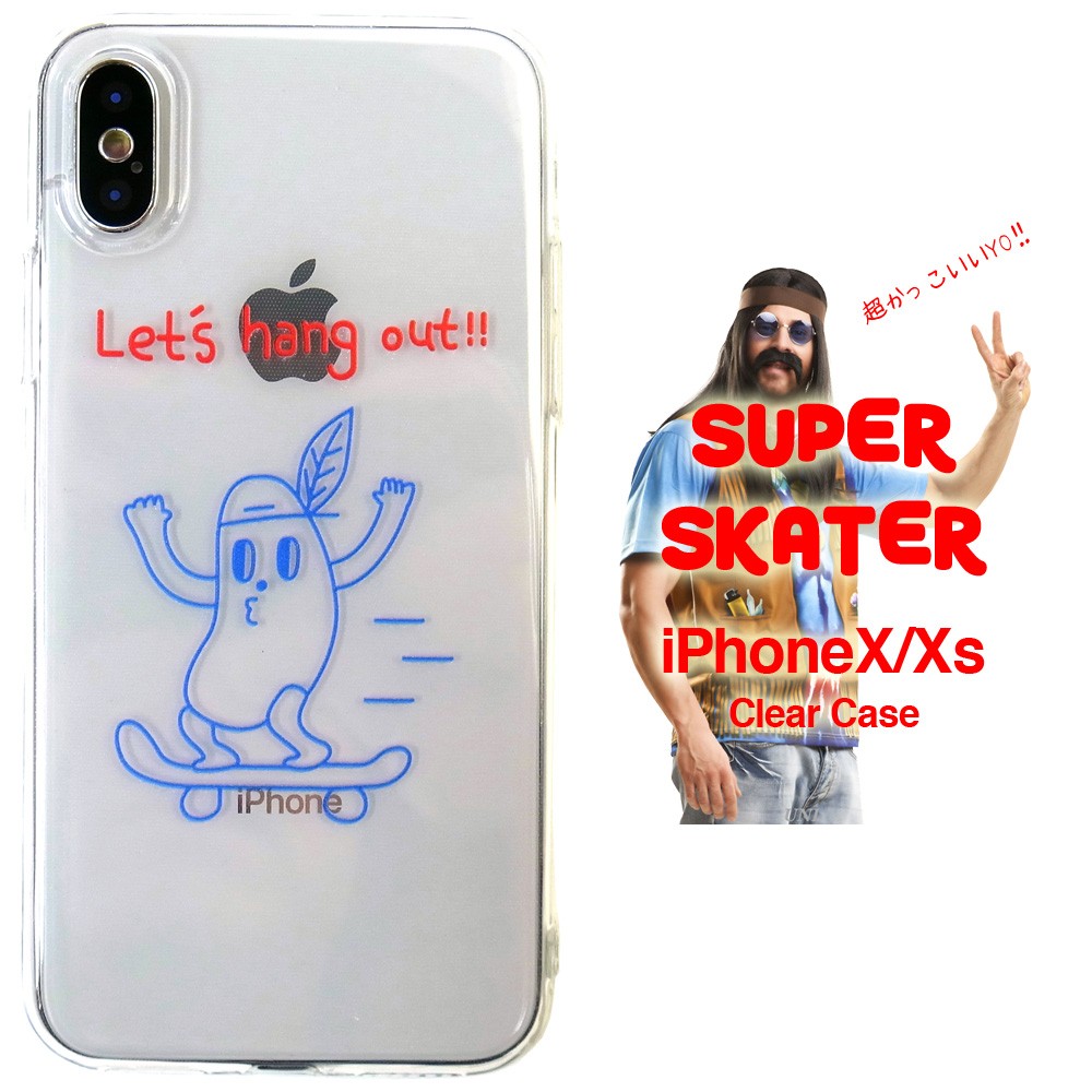 SALE スーパースケーター iPhoneX iPhoneXs クリアケース アイフォンケース カバー スケボー