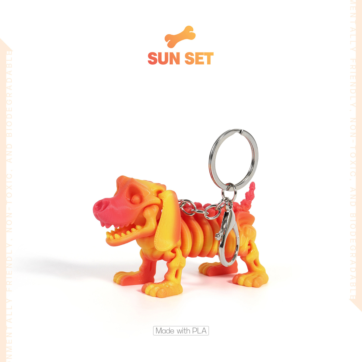 スケルトン ドッグ キーホルダー 可動式 全5色 犬 いぬ イヌ ガイコツ