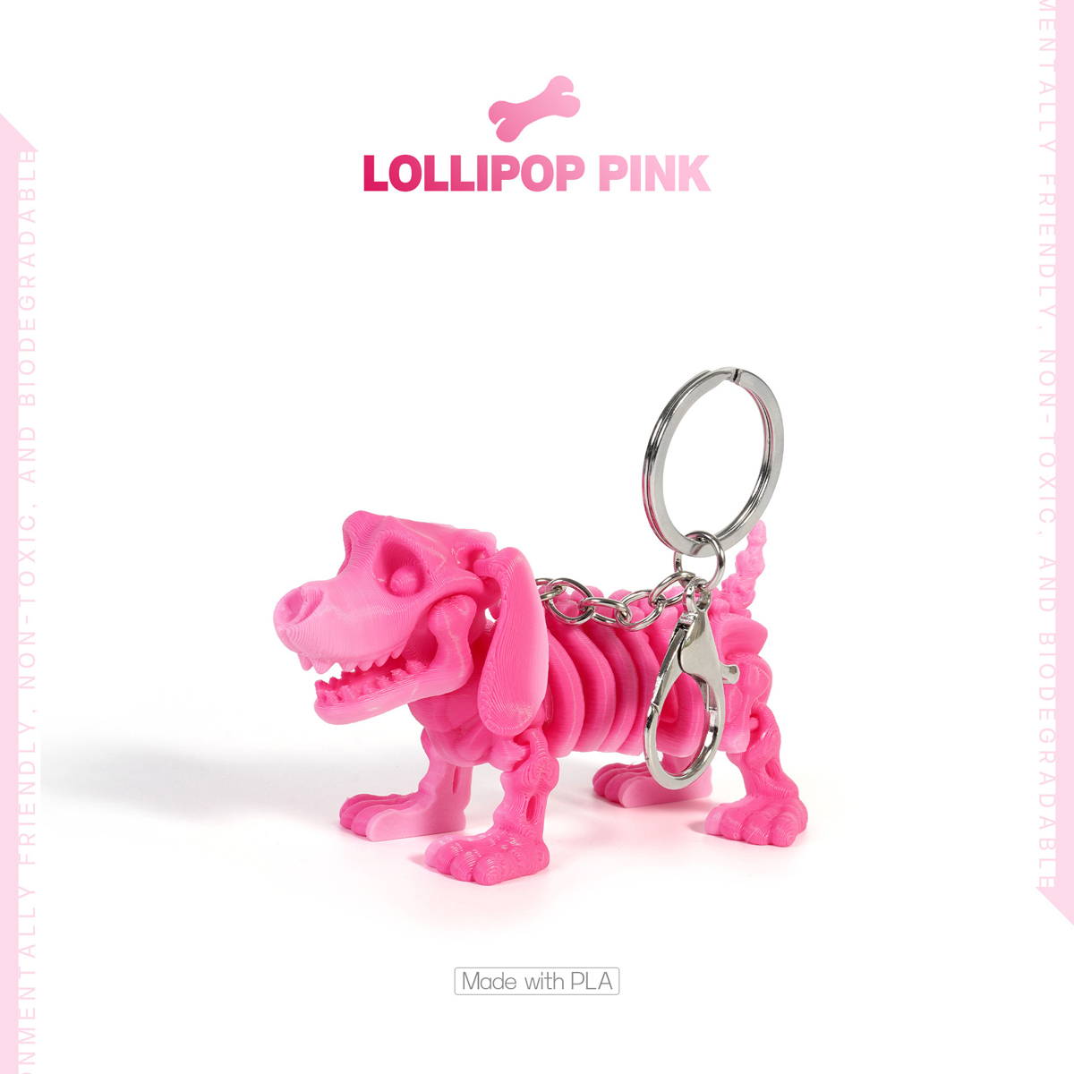 スケルトン ドッグ キーホルダー 可動式 全5色 犬 いぬ イヌ ガイコツ