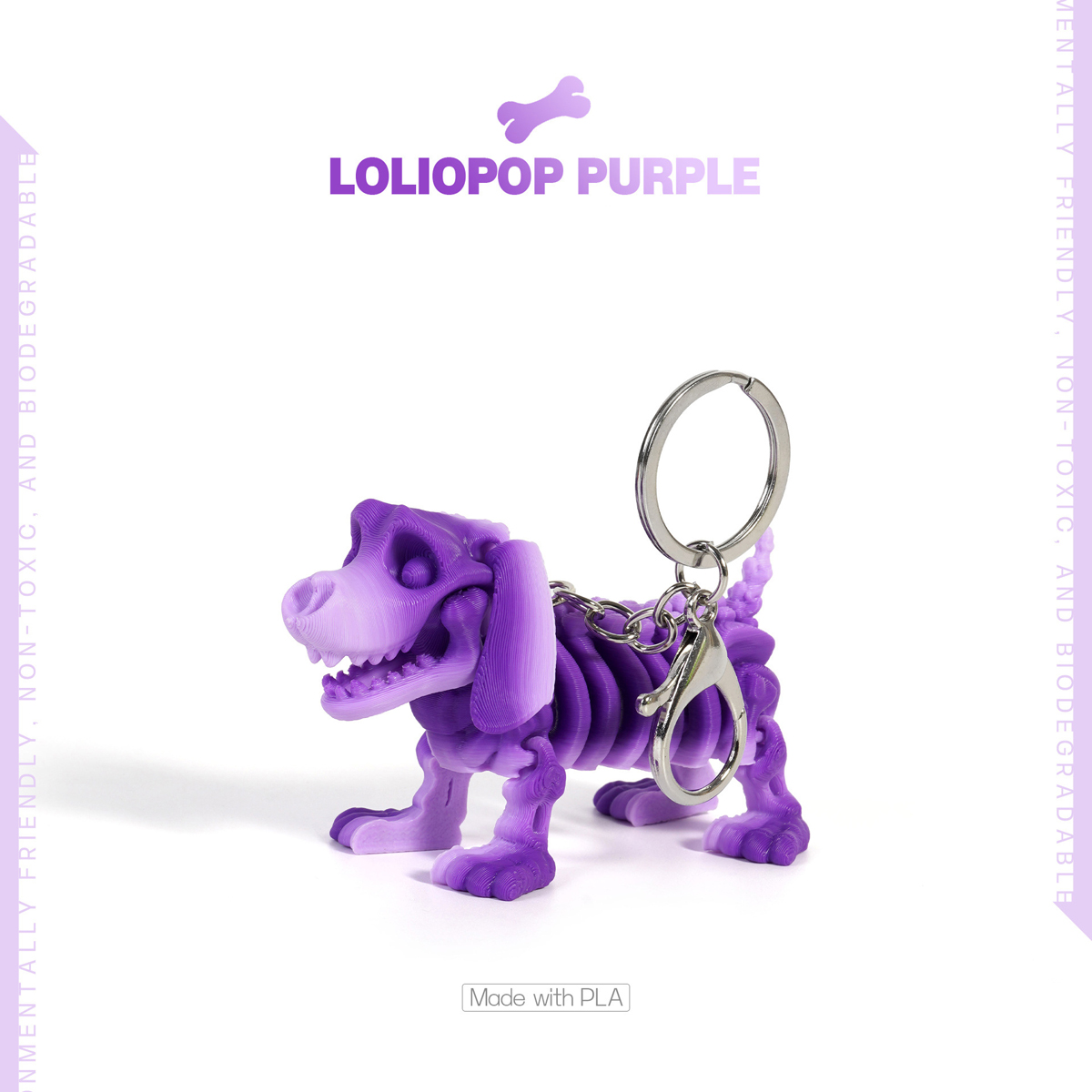 スケルトン ドッグ キーホルダー 可動式 全5色 犬 いぬ イヌ ガイコツ