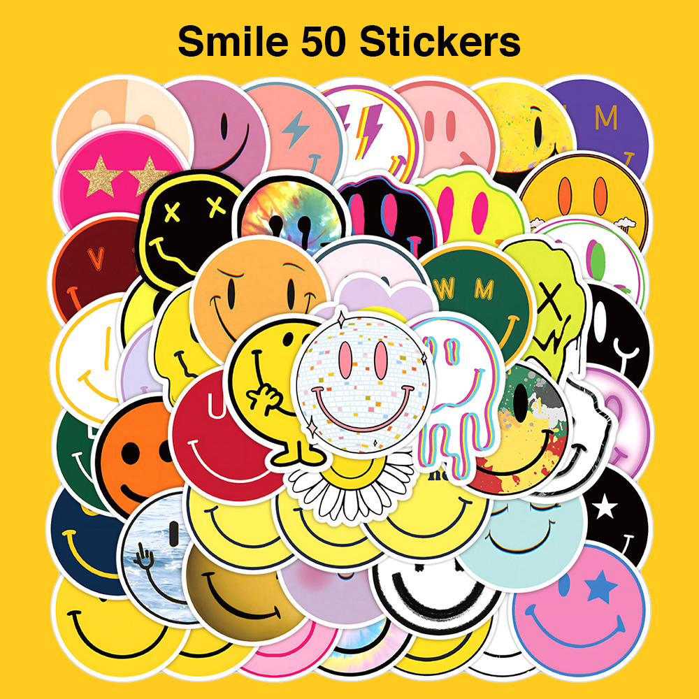 手数料安い スマイル ステッカー 50枚セット PVC 防水 シール Smile