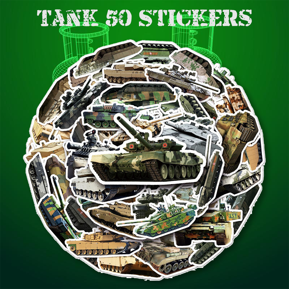 ミリタリー ステッカー 50枚セット 全6種類 PVC 防水 シール 戦争 戦車