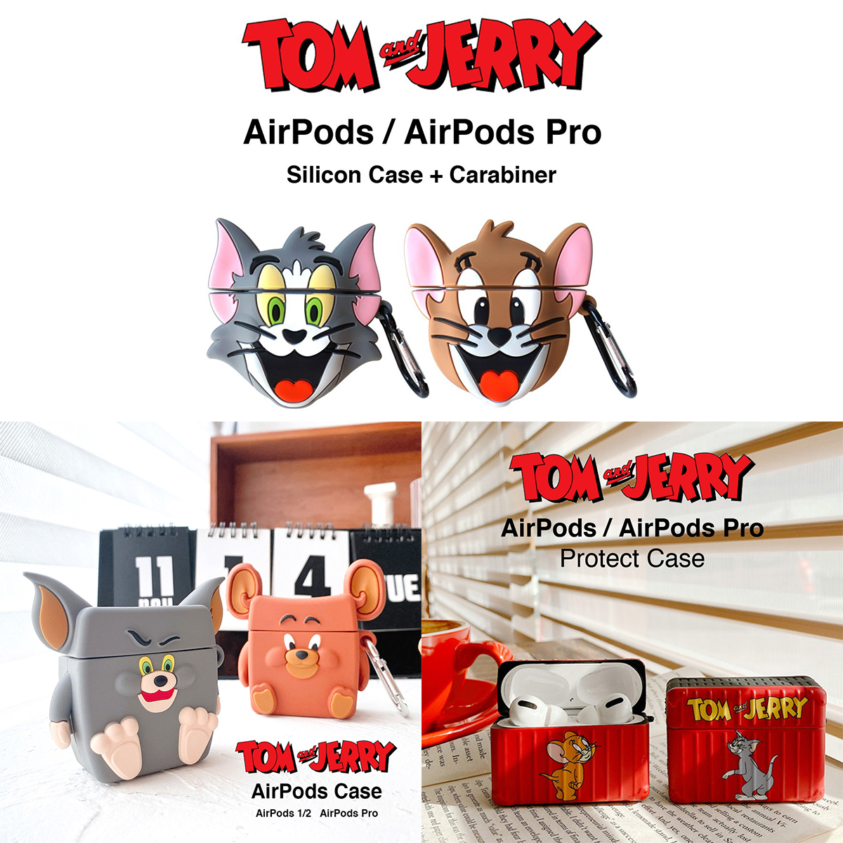 トムとジェリー AirPods AirPodsPro ケース フェイス型 ボックス型