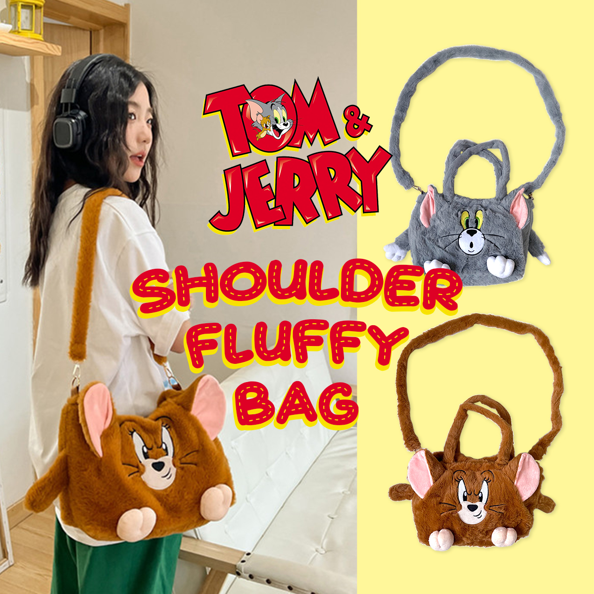 トムとジェリー ショルダーバッグ ぬいぐるみ トートバッグ ハンドバッグ バッグ カバン 鞄 かばん キャラクター TOM AND JERRY