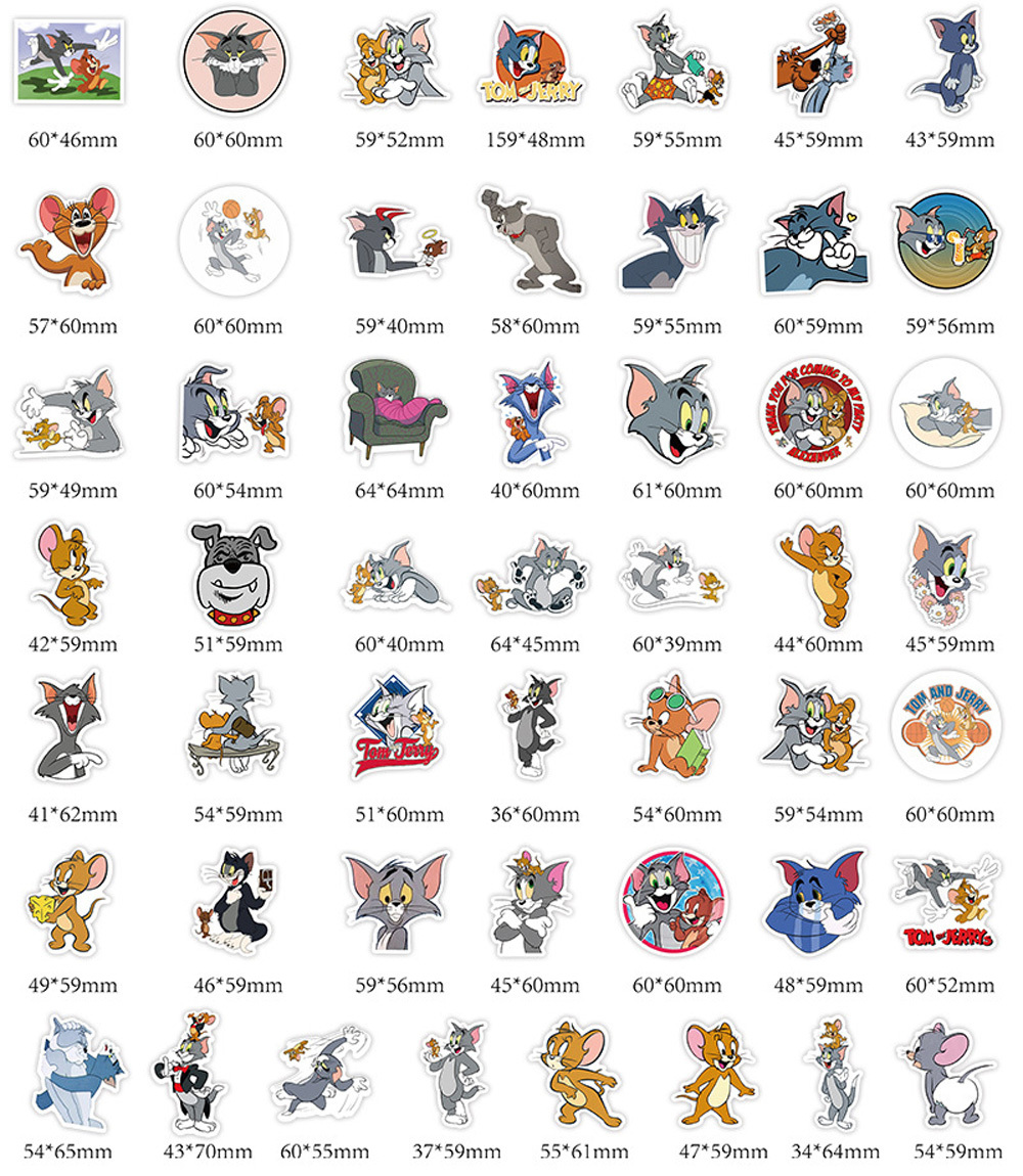 いラインアップ トムとジェリー ステッカー 50枚セット Pvc 防水 シール トムアンドジェリー Whitesforracialequity Org