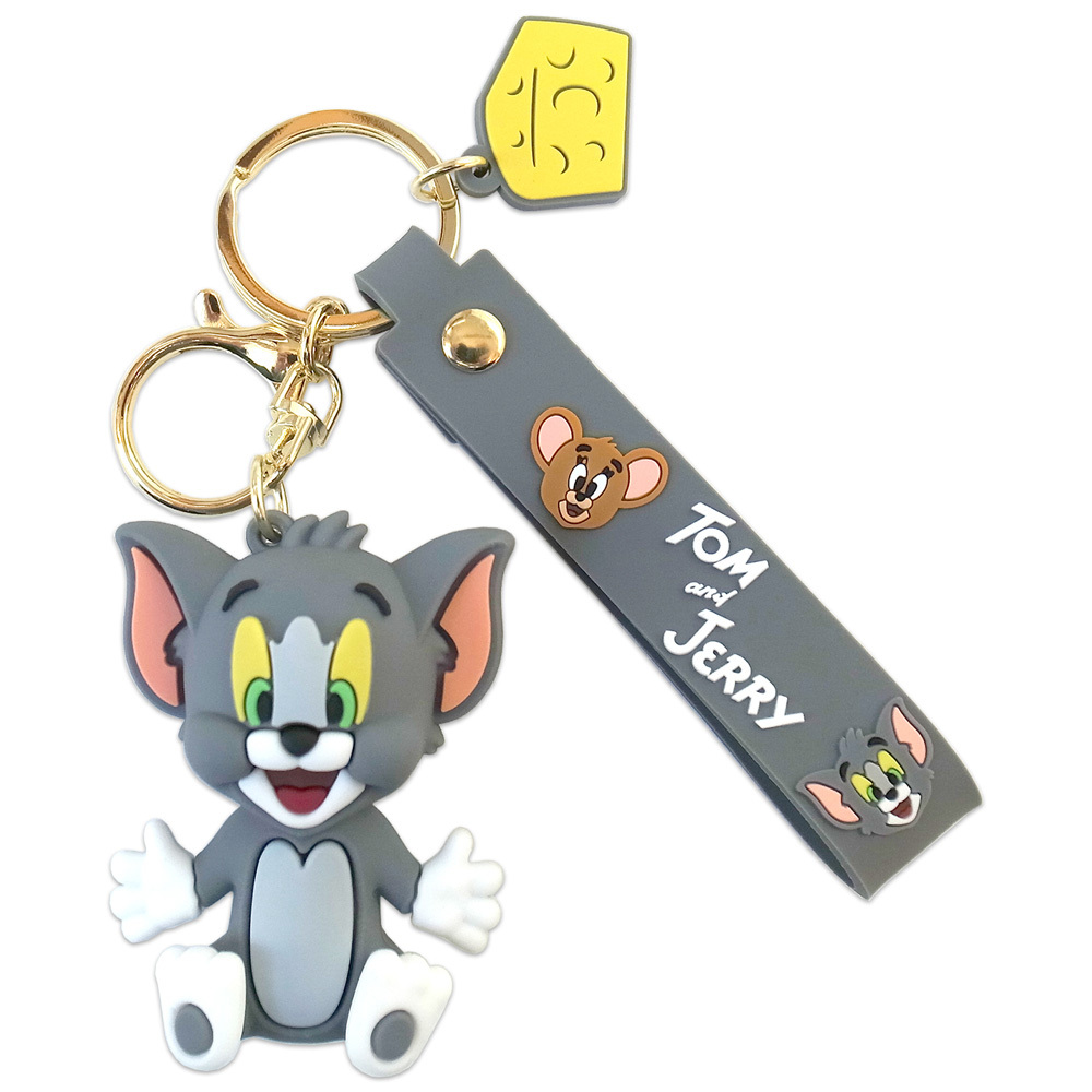 トムとジェリー 立体 マスコット キーホルダー ストラップ付き キーリング TOM & JERRY