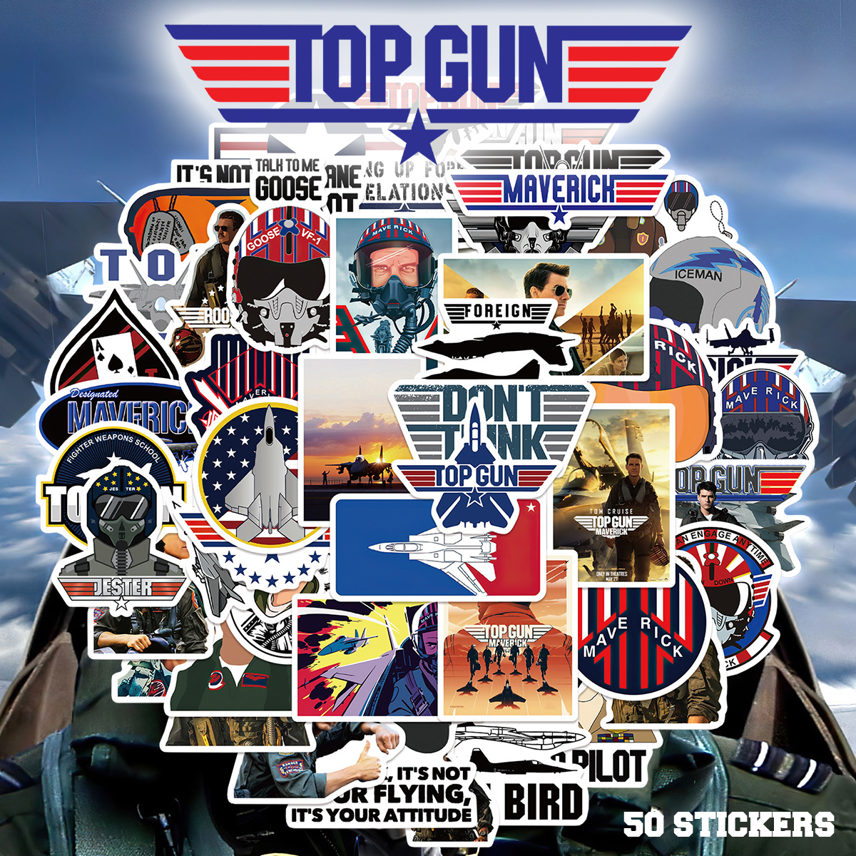 トップガン ステッカー 50枚セット PVC 防水 シール Top Gun トムクルーズ 海外 ドラマ 映画 ムービー マーヴェリック : topgun-st50-01  : LUPO - 通販 - Yahoo!ショッピング