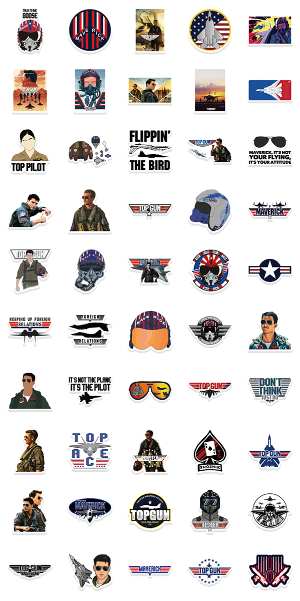 トップガン ステッカー 50枚セット PVC 防水 シール Top Gun トムクルーズ 海外 ドラマ 映画 ムービー マーヴェリック : topgun-st50-01  : LUPO - 通販 - Yahoo!ショッピング