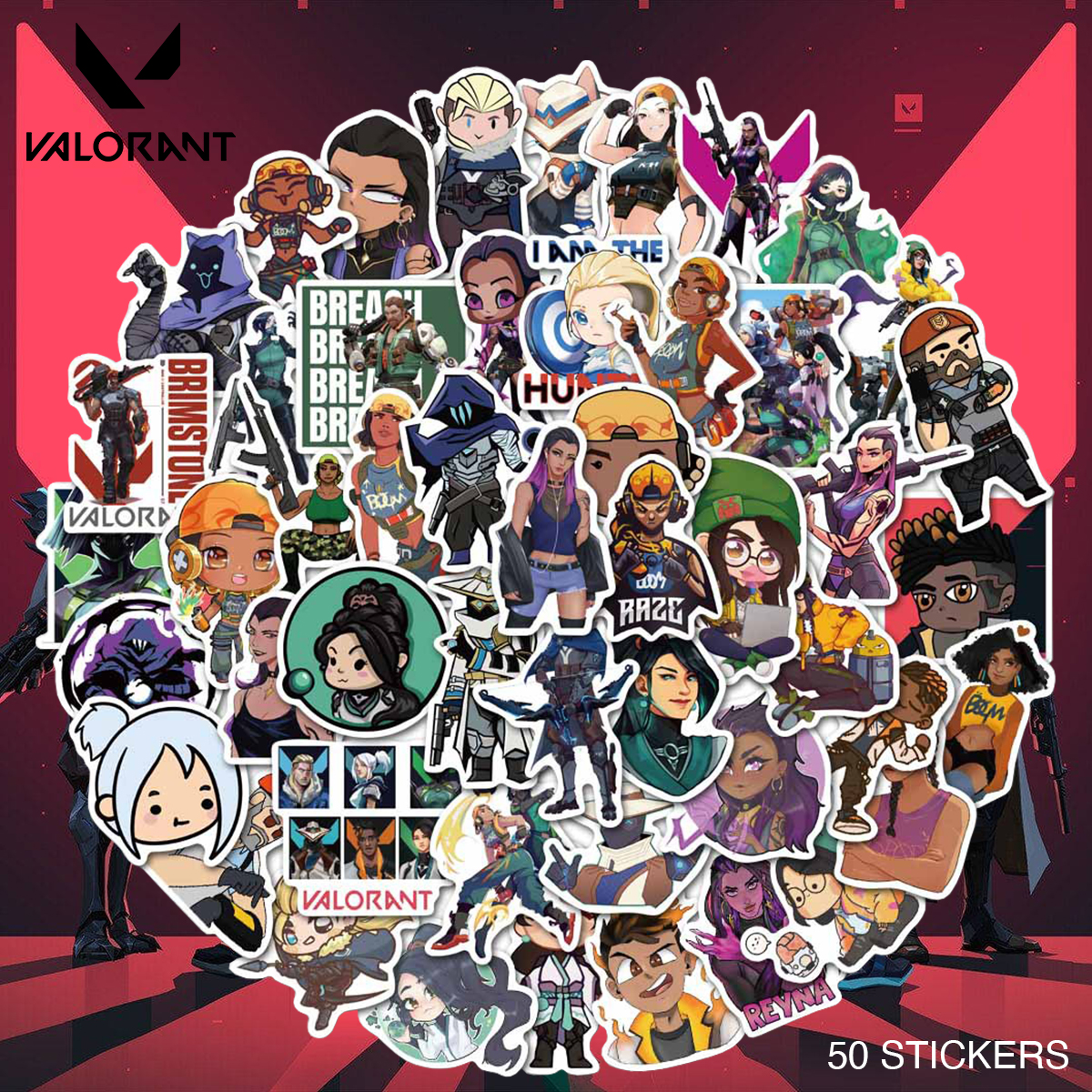 VALORANTステッカー VALORANT ステッカー 50枚セット PVC 防水 シール ヴァロラント