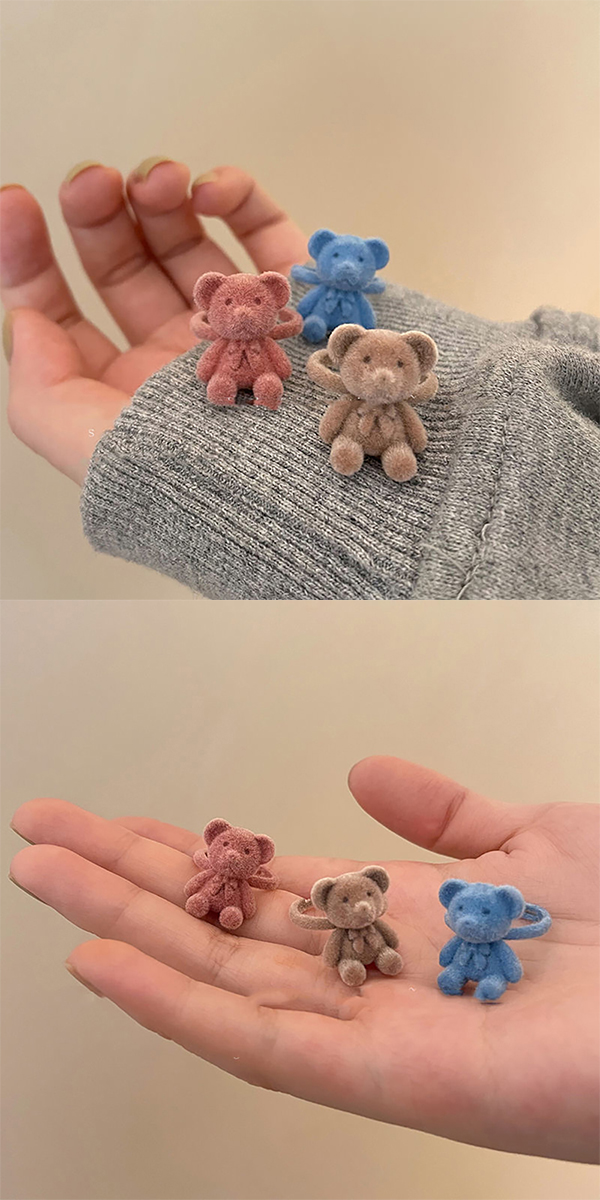 フロッキー テディベア&リボン リング 指輪 クマ くま リボン シルバー