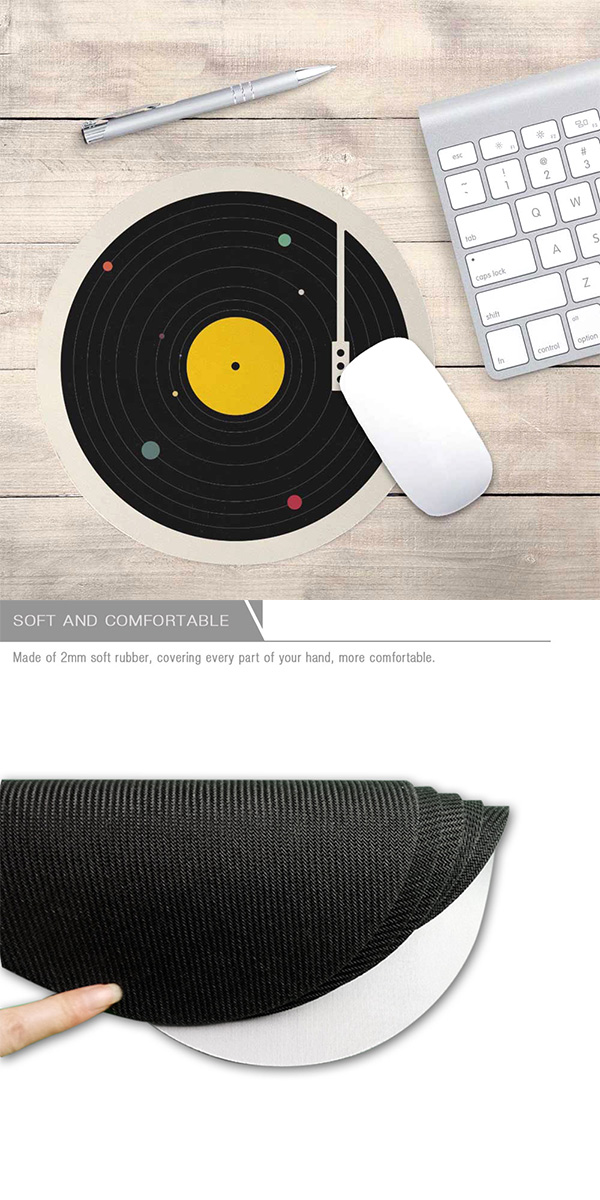 Vinyl レコード ノンスリップラウンド マウスパッド 22×22cm マウス