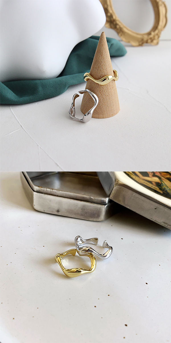 4℃ シルバーゴールドウェーブリング ウェーブ リング 指輪 wave ring シルバー ゴールド