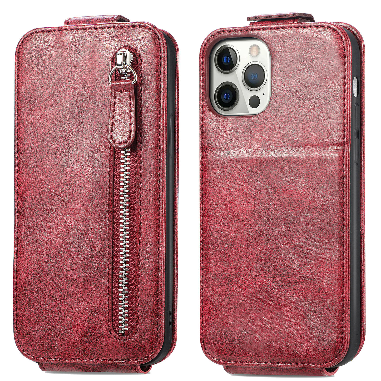 ジッパー付き iPhone14 iPhone14Pro iPhone13 ケース 全4色 液晶