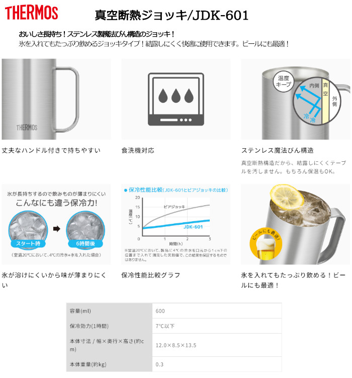 サーモス 真空断熱ジョッキ JDK-601 S2 ステンレス２ [600ml/THERMOS 